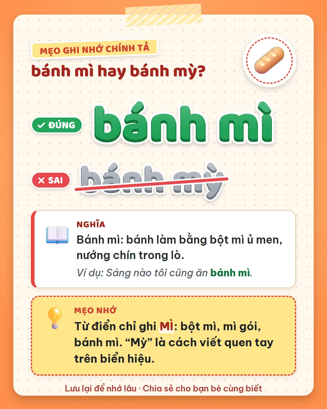 Mẹo ghi nhớ: từ điển chỉ ghi mì như bột mì, mì gói, bánh mì. Mỳ là cách viết quen tay trên biển hiệu.