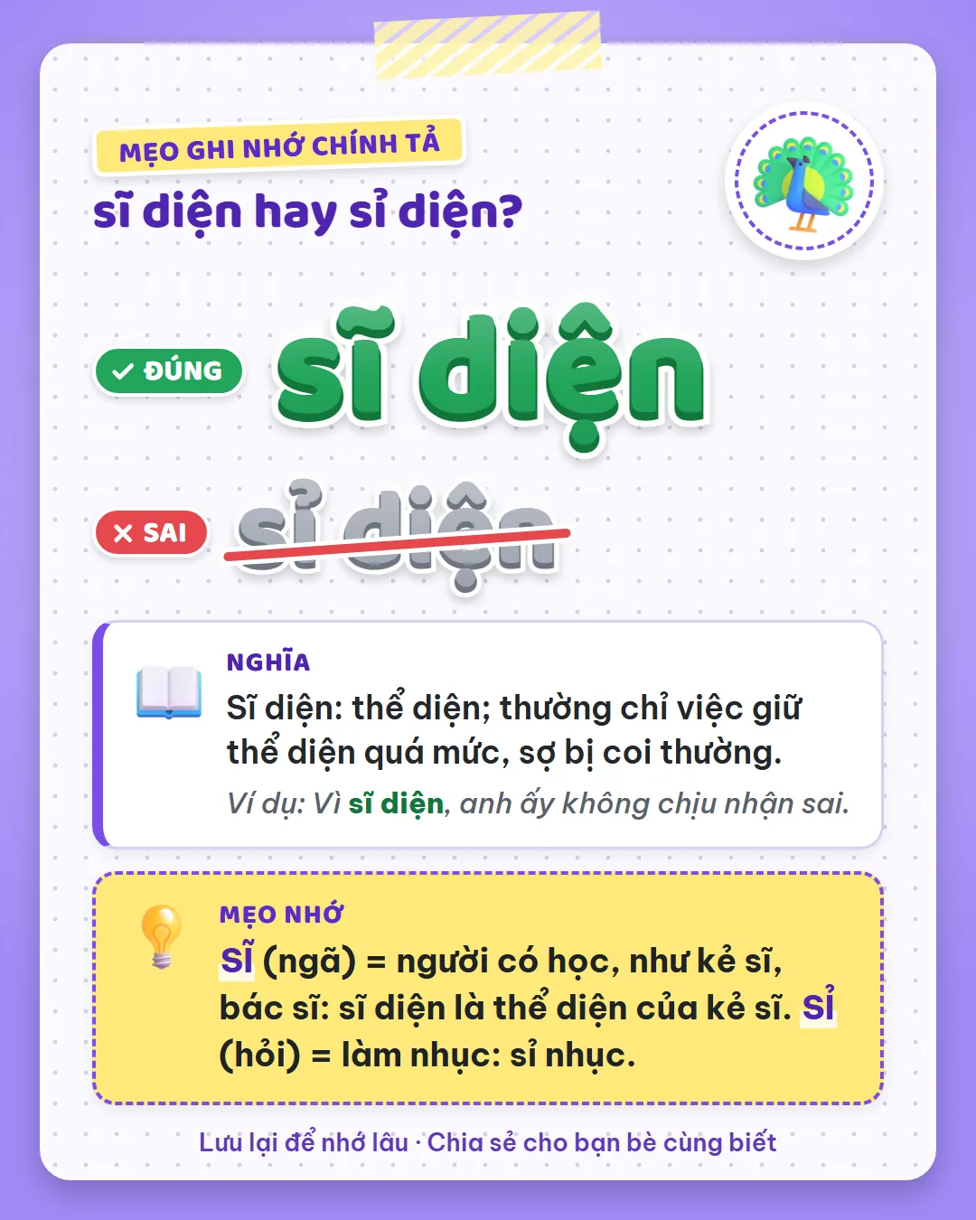 Mẹo ghi nhớ: sĩ dấu ngã như kẻ sĩ, bác sĩ là sĩ diện. Sỉ dấu hỏi là làm nhục, sỉ nhục.